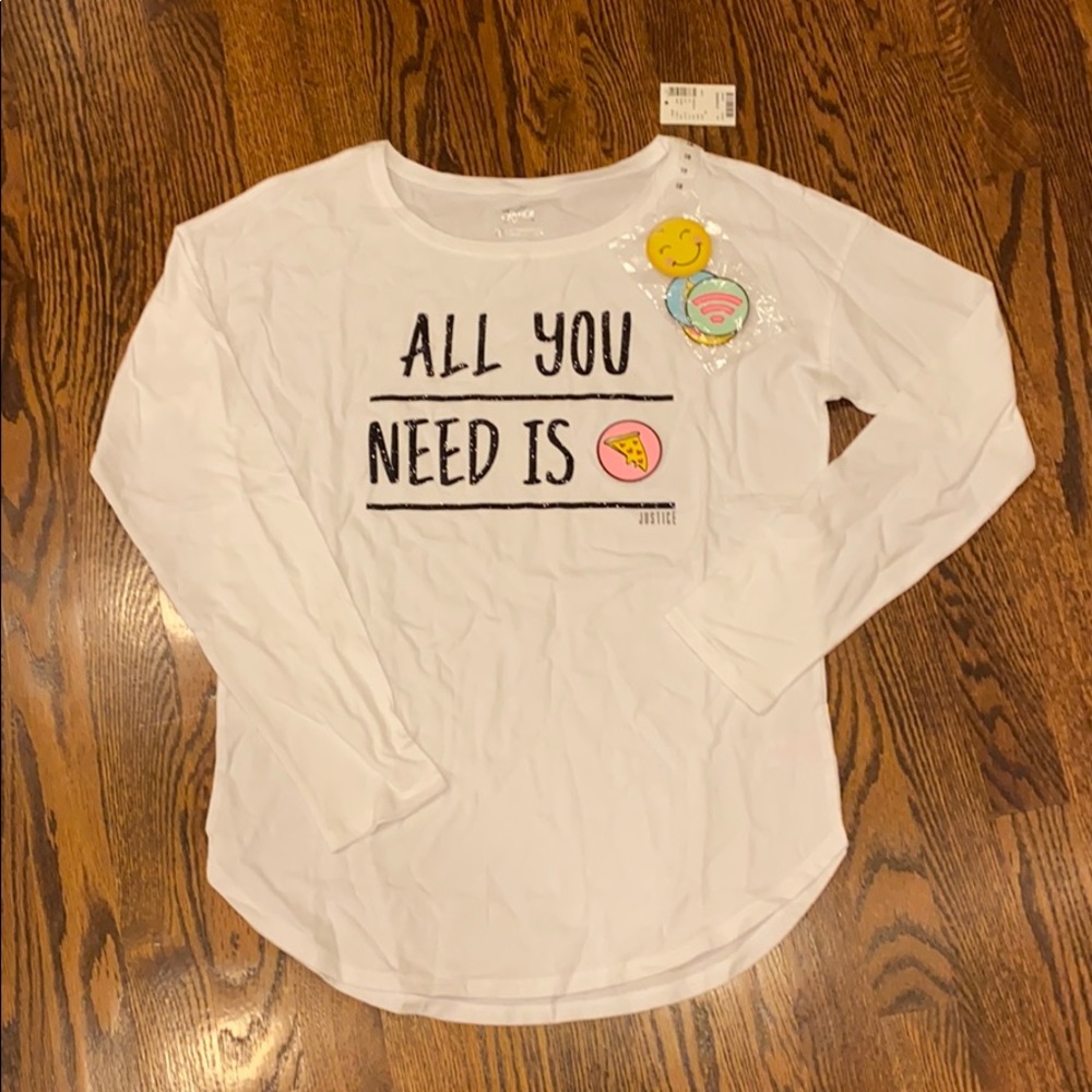 NEW Justice Girls Emoji Patch Long Sleeves Sz 18